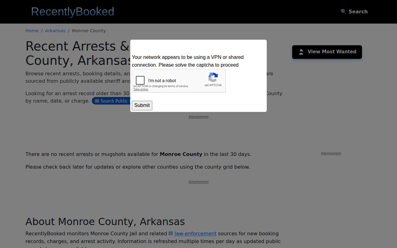 Unofficial Recently Booked Monroe County booking news page
