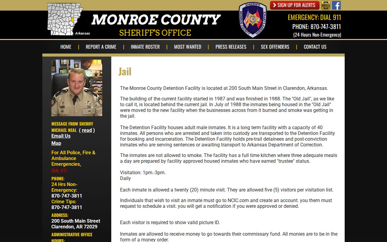 Monroe County Detention Facility official booking and jail information