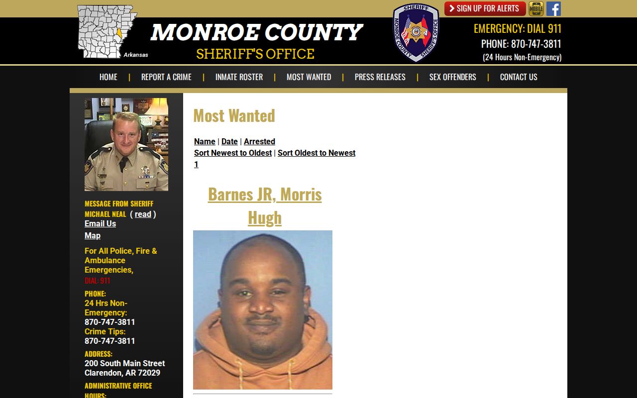 Monroe County Sheriff's Office wanted fugitive record list